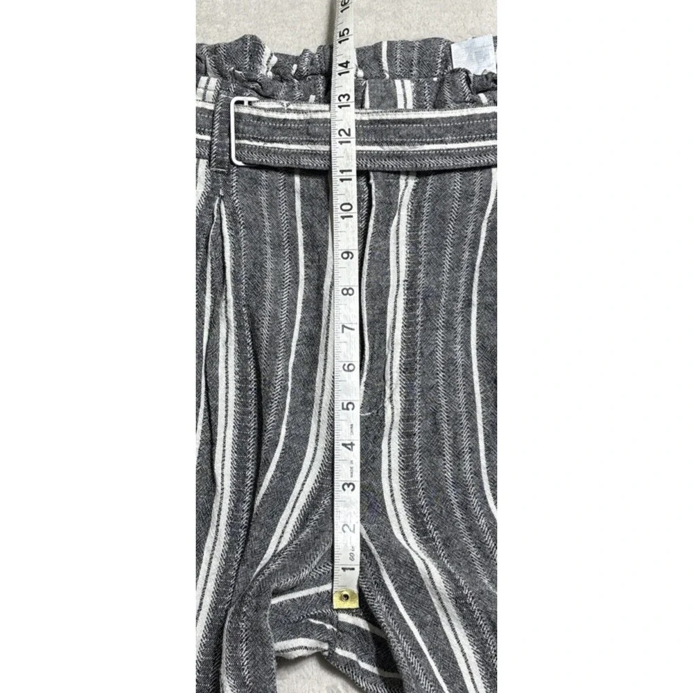 Banana Republic Wide Leg Linen Pants Gray Ivory Stripe Women's Size 6 Paper Bag
